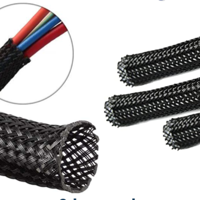 Expandable Braided Cable Sleeving Flexible Black